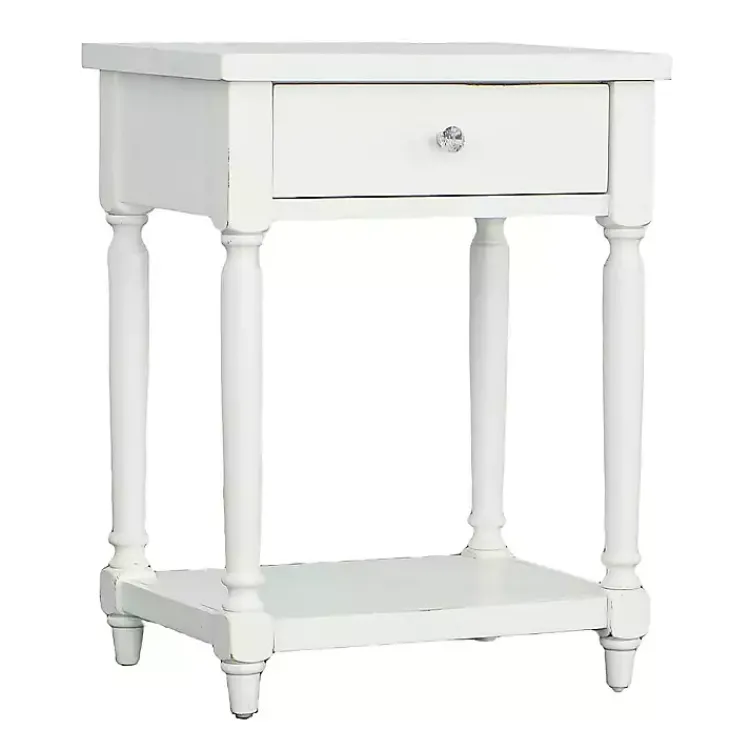 Kirklands Home Rectangle Accent Table with Charging Station White Hot