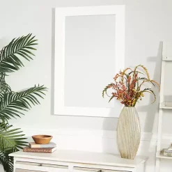Kirklands Home White Rectangular Wood Wall Mirror Online
