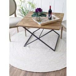 Kirklands Home Reno Woven Round Area Rug, 4 ft. White Discount