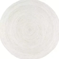 Kirklands Home Reno Woven Round Area Rug, 4 ft. White Discount