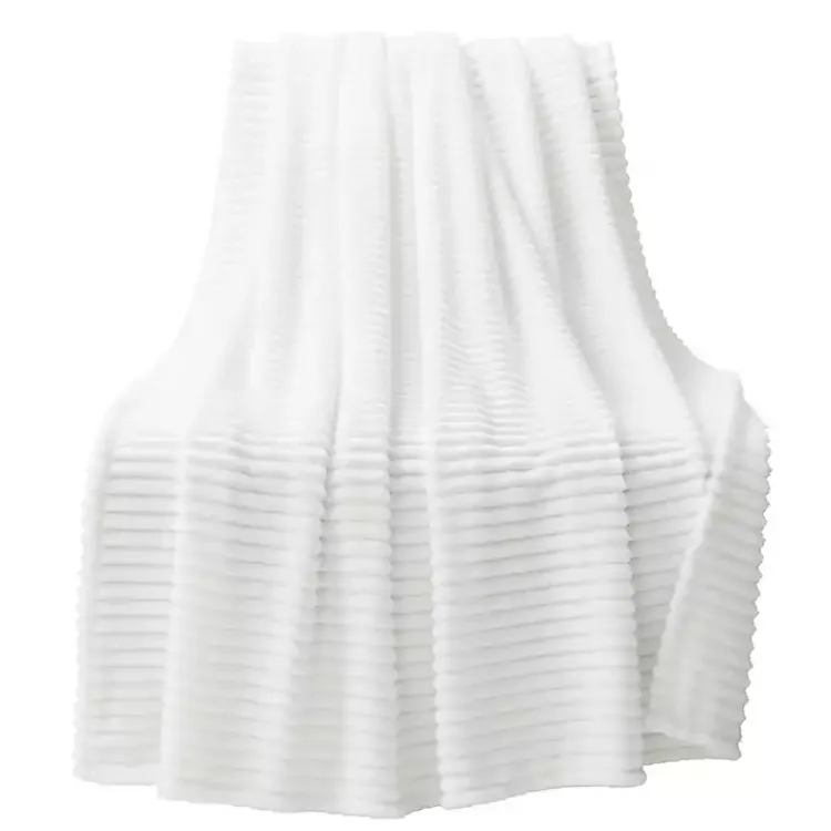 Blankets & Throws>Kirklands Home Ribbed Ultra Soft Faux Fur Throw White