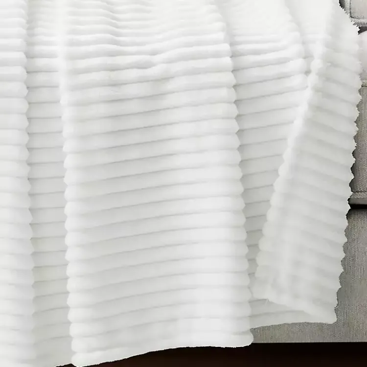 Blankets & Throws>Kirklands Home Ribbed Ultra Soft Faux Fur Throw White