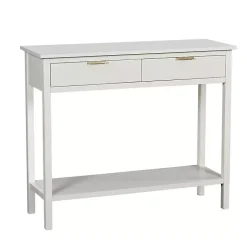 Kirklands Home Ribbed Wood 2-Drawer Colleen Console Table White Hot