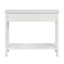 Kirklands Home Ribbed Wood 2-Drawer Colleen Console Table White Hot