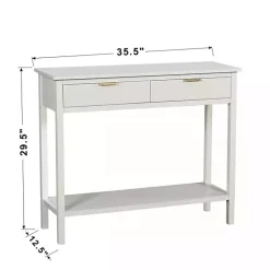 Kirklands Home Ribbed Wood 2-Drawer Colleen Console Table White Hot