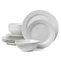 Kirklands Home Ridge 12-pc. Stoneware Dinnerware Set White Sale