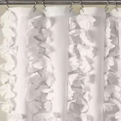 Kirklands Home Riley Cascading Bows Shower Curtain White New
