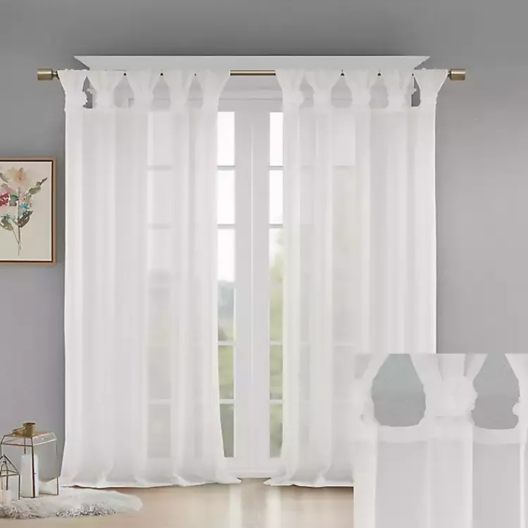 Kirklands Home Rosette Tab Top Curtain Panel, 63 in. White Best