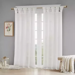 Kirklands Home Rosette Tab Top Curtain Panel, 84 in. White Discount