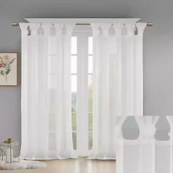 Kirklands Home Rosette Tab Top Curtain Panel, 95 in. White New