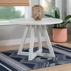 Kirklands Home Round Criss-Cross Base Dining Table White Discount