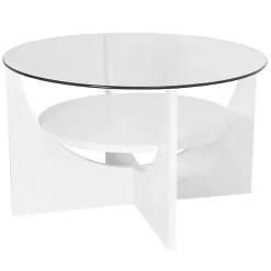 Kirklands Home Round Glass Coffee Table White Online