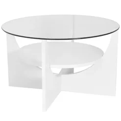 Kirklands Home Round Glass Coffee Table White Online