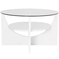 Kirklands Home Round Glass Coffee Table White Online