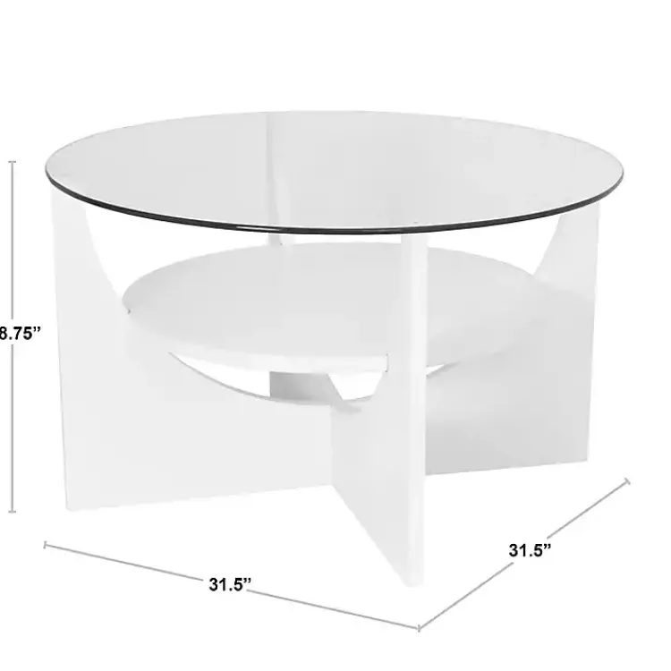 Kirklands Home Round Glass Coffee Table White Online