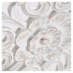 Kirklands Home Round Medallion Wood Plaque White