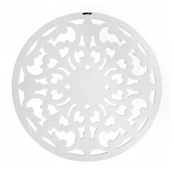 Kirklands Home Round Medallion Wood Plaque White