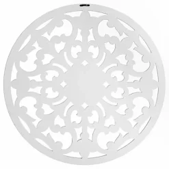 Kirklands Home Round Medallion Wood Plaque White