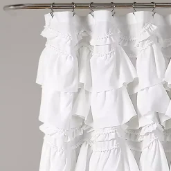 Kirklands Home Ruffle and Pom Pom Trim Shower Curtain White Online