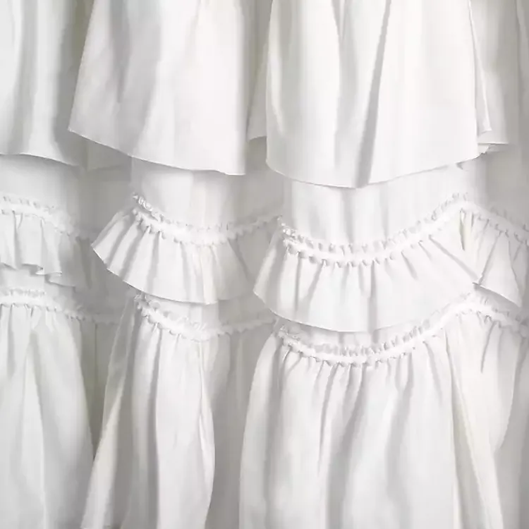 Kirklands Home Ruffle and Pom Pom Trim Shower Curtain White Online
