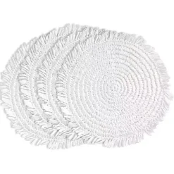 Kirklands Home Rustic Raffia Placemats, Set of 4 White