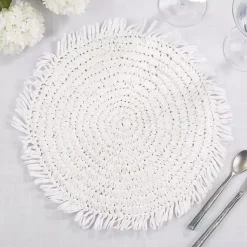 Kirklands Home Rustic Raffia Placemats, Set of 4 White