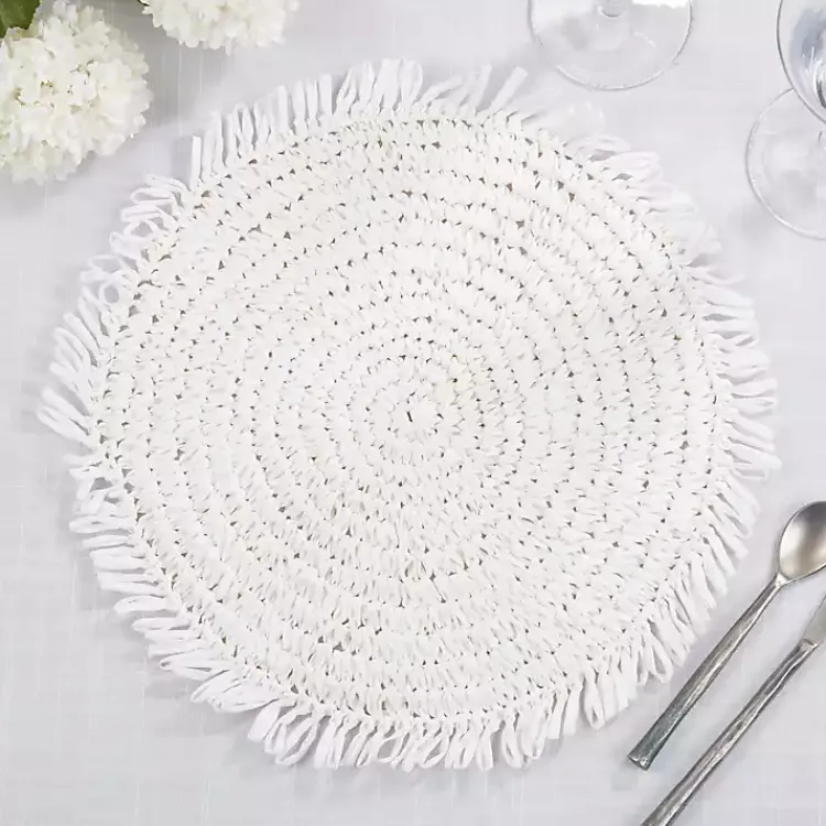 Kirklands Home Rustic Raffia Placemats, Set of 4 White