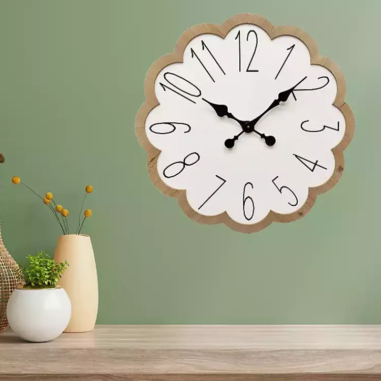 Kirklands Home White Scalloped Wood Wall Clock Hot