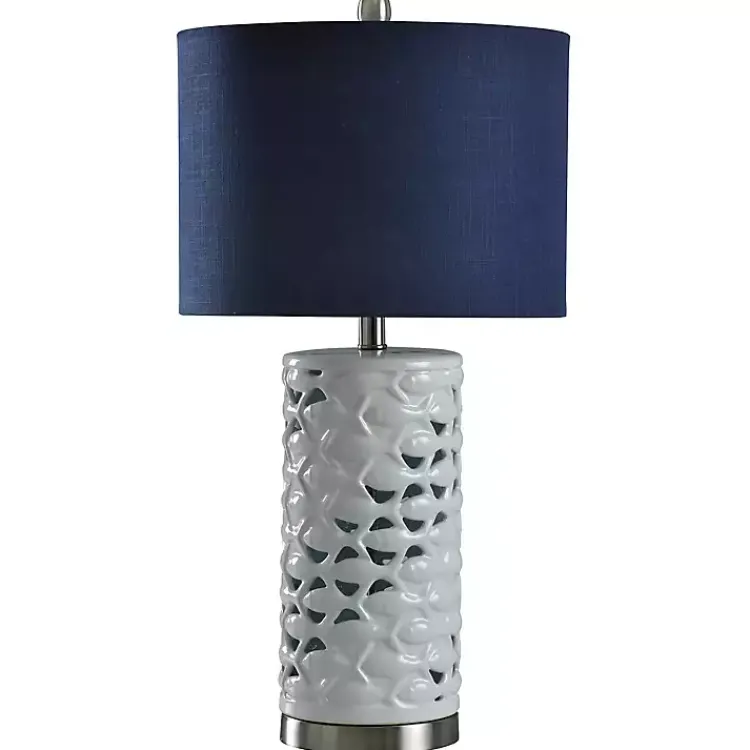 Kirklands Home White School of Fish Open Work Table Lamp Blue Outlet