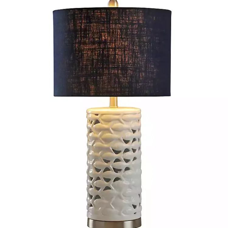 Kirklands Home White School of Fish Open Work Table Lamp Blue Outlet