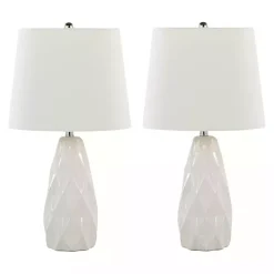 Kirklands Home Sculpted Diamond Table Lamps, Set of 2 White Discount
