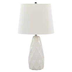 Kirklands Home Sculpted Diamond Table Lamps, Set of 2 White Discount