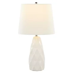 Kirklands Home Sculpted Diamond Table Lamps, Set of 2 White Discount