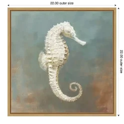 Kirklands Home White Seahorse Framed Canvas Art Print Hot