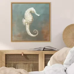 Kirklands Home White Seahorse Framed Canvas Art Print Hot