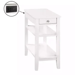 Kirklands Home 2-Shelf Charging Accent Table White New