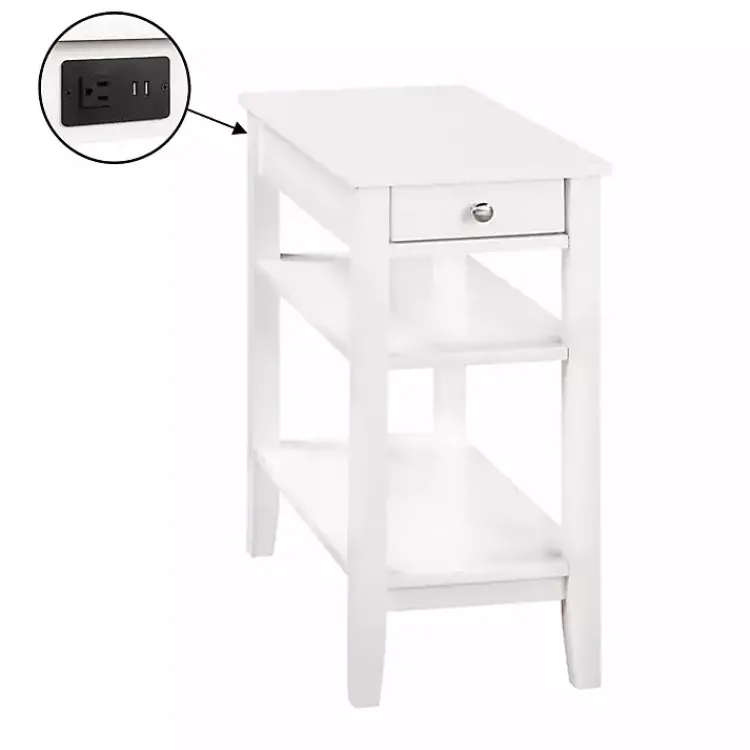 Kirklands Home 2-Shelf Charging Accent Table White New