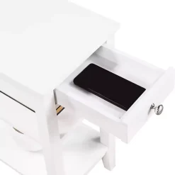 Kirklands Home 2-Shelf Charging Accent Table White New