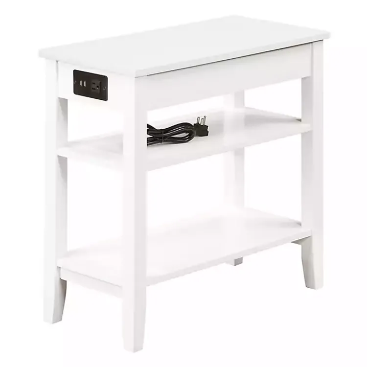 Kirklands Home 2-Shelf Charging Accent Table White New