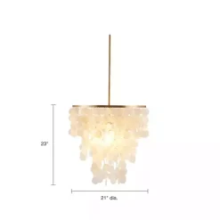 Kirklands Home Shell and Gold Metal Layered Chandelier White Clearance