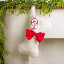 Christmas Stockings & Stocking Holders>Kirklands Home Sherpa Dog Bone Stocking White