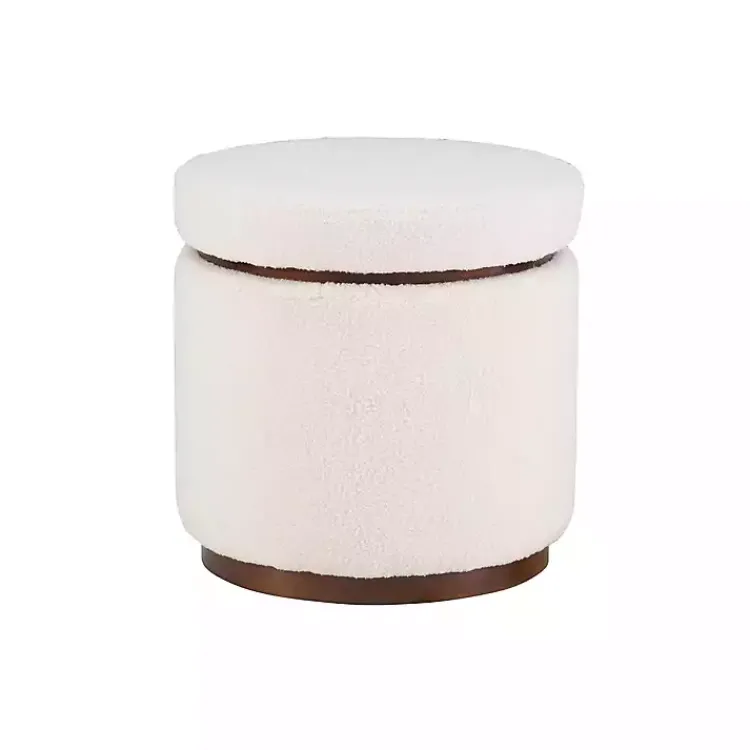 Kirklands Home Sherpa Upholstered Storage Ottoman White Discount