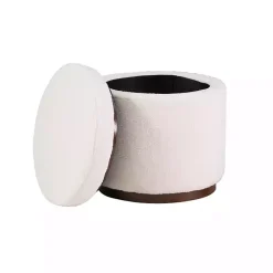 Kirklands Home Sherpa Upholstered Storage Ottoman White Discount