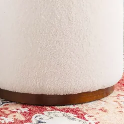 Kirklands Home Sherpa Upholstered Storage Ottoman White Discount