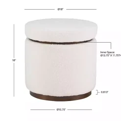 Kirklands Home Sherpa Upholstered Storage Ottoman White Discount