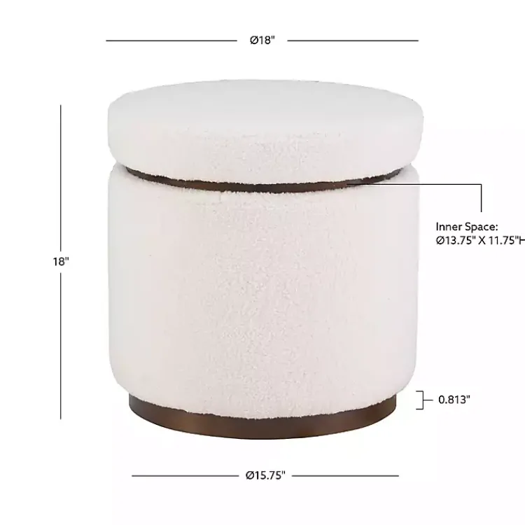 Kirklands Home Sherpa Upholstered Storage Ottoman White Discount
