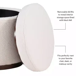 Kirklands Home Sherpa Upholstered Storage Ottoman White Discount