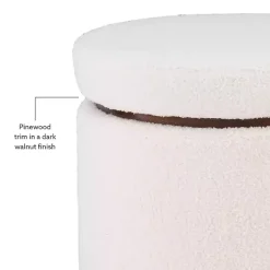 Kirklands Home Sherpa Upholstered Storage Ottoman White Discount