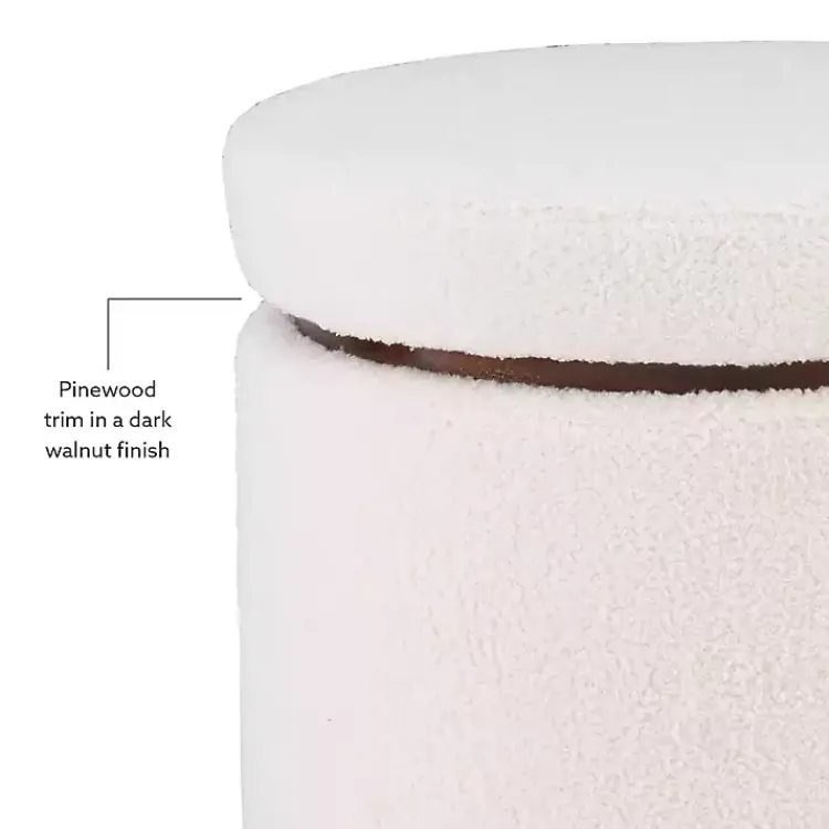 Kirklands Home Sherpa Upholstered Storage Ottoman White Discount