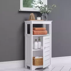 Kirklands Home Shutter Single Door Storage Cabinet White